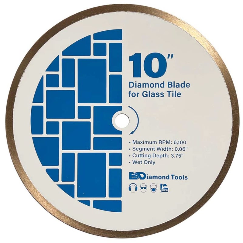 EDiamondTools 10" Diamond Saw Blades for Glass Mosaic, 5/8" Arbor - Image 1